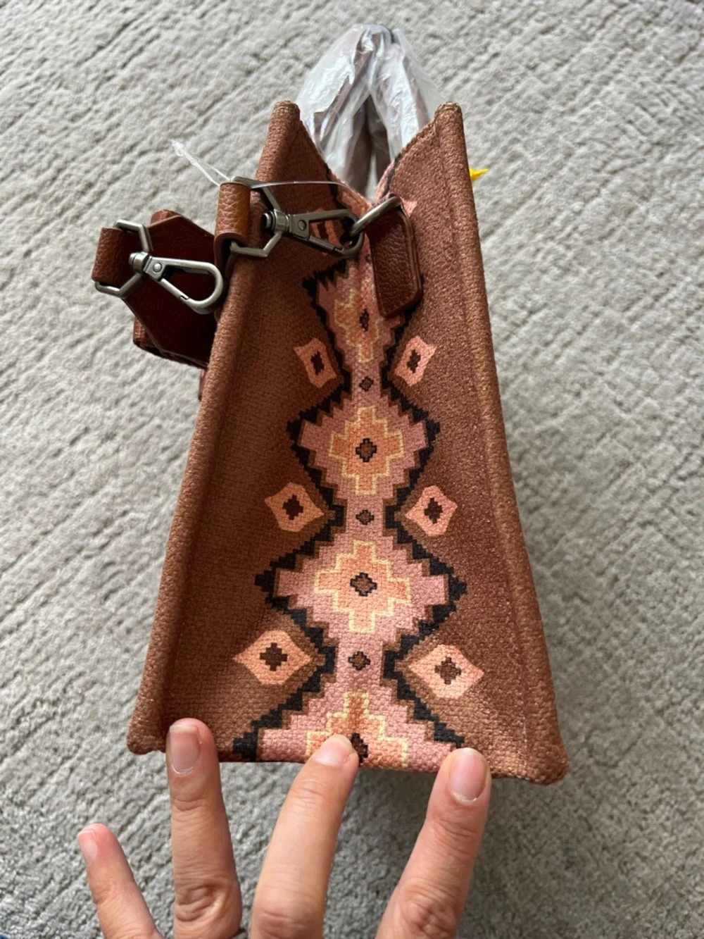 Wrangler Southwestern Canvas Crossbody Satchel - Picture 7 of 16